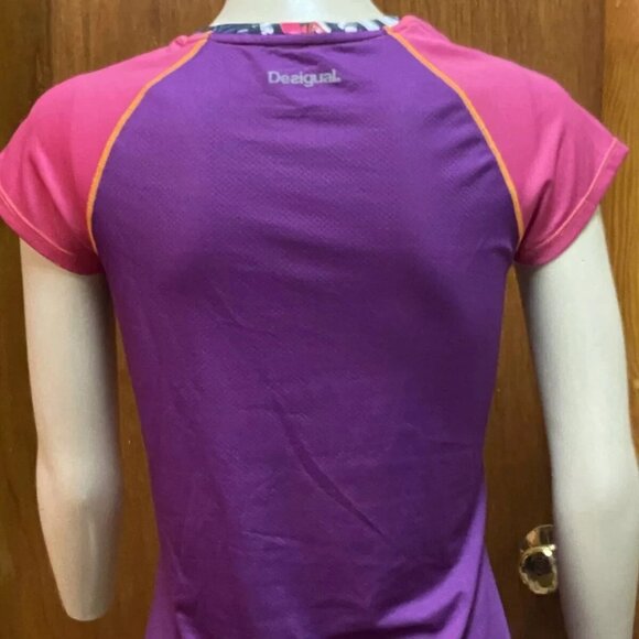 Desigual Activewear Short Sleeve Floral Print Top T-Shirt M - Picture 6 of 12